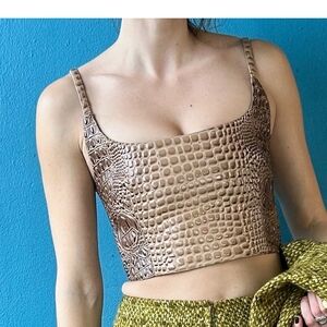 Mia Vesper Crocodile Embossed Crop Top